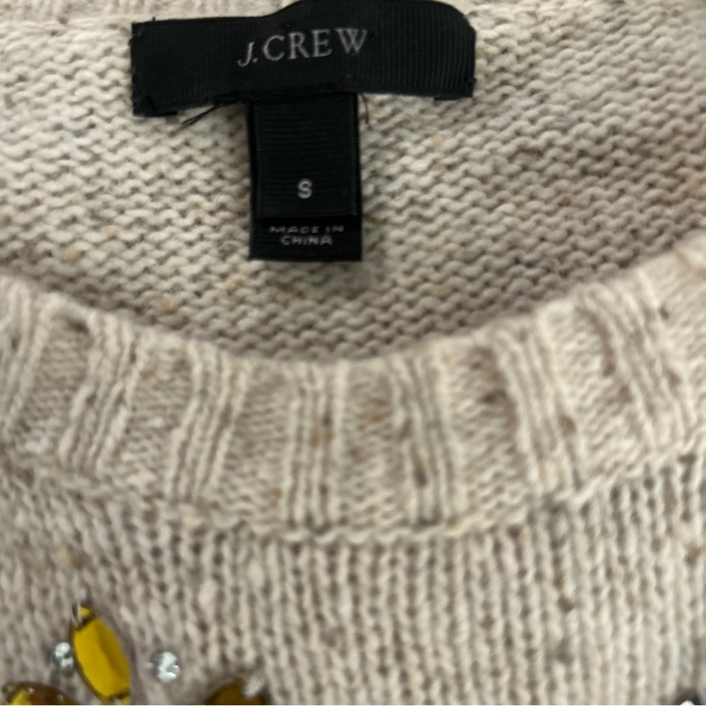 J Crew Lambswool Blend Jeweled Donegal Pullover Speckled Knit Sweater Size XXS - Picture 4 of 5